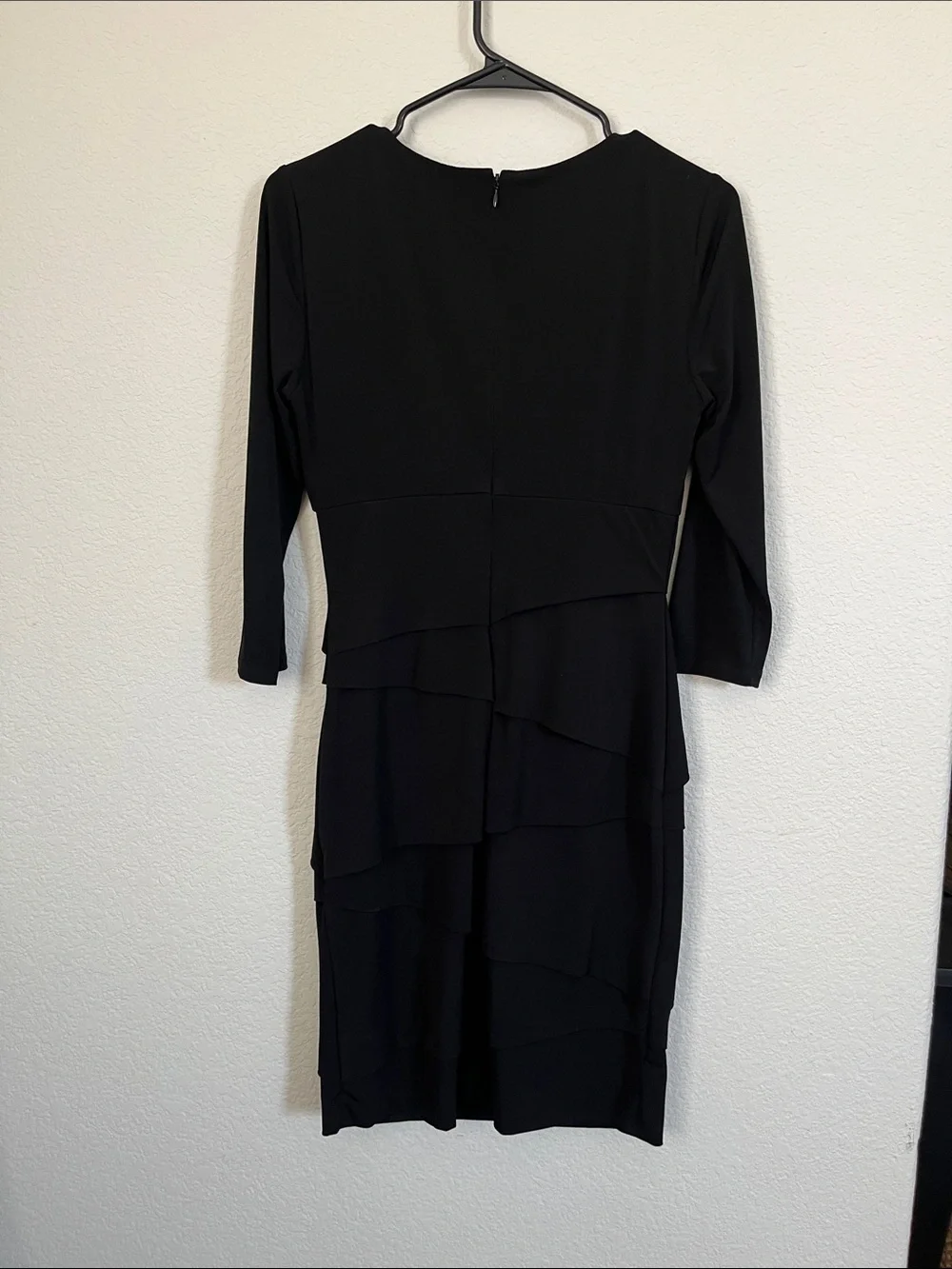 White House Black Market Black Draped Layered Sheath Dress